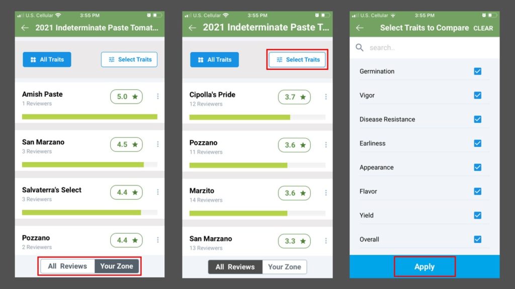 SeedLinked App - how to view variety trial results by trait