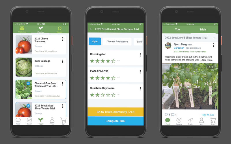 Reviewing collaborative trials on the SeedLinked App