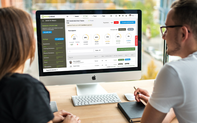 Researchers organizing collaborative variety trials on SeedLinked Trial Software